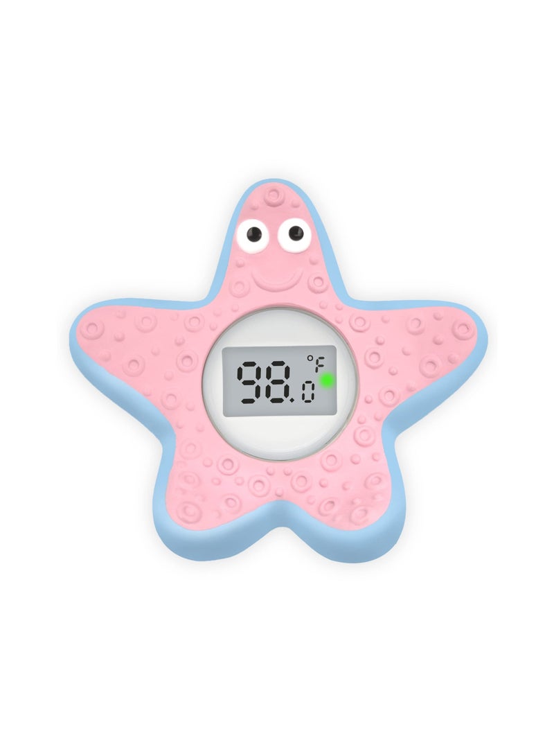 Y&D Digital Baby Bath Thermometer Safety, Starfish Water Bath, IP67 Waterproof Shower Temperature Display Gift for Girls, Boys, Kids, Newborn, Toddler, Grandson, Pink Sea Star Shape - Image 1