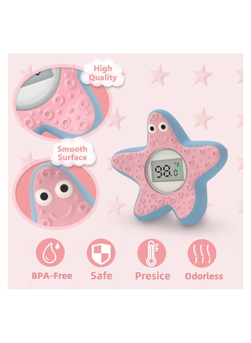 Y&D Digital Baby Bath Thermometer Safety, Starfish Water Bath, IP67 Waterproof Shower Temperature Display Gift for Girls, Boys, Kids, Newborn, Toddler, Grandson, Pink Sea Star Shape - Image 5