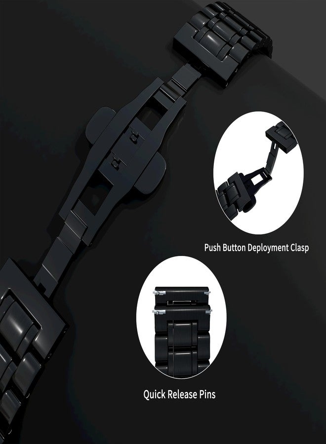 TStrap Metal Watch Band 22mm - Black Quick Release Watch Bands for Men Women - Stainless Steel Smart Watch Strap Bracelet Replacement Polished - 12mm ... 20mm 22mm 24mm - Image 4