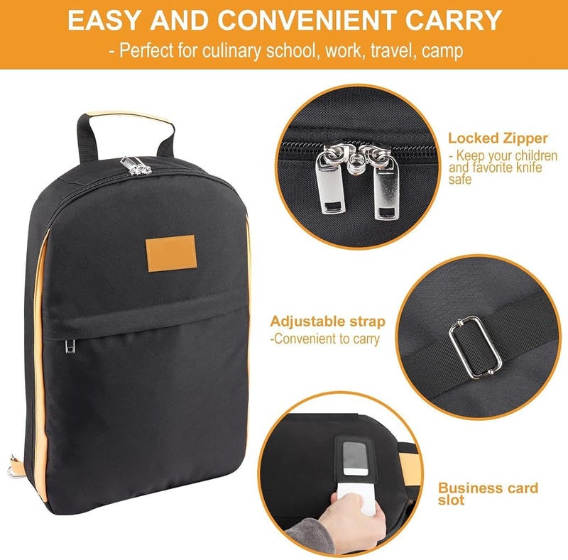Azonee Chef Knife Backpack, Azonee Knife Bag with 21+ Pockets for Knives & Kitchen Utensils, Includes Large Pockets for Tablet & Notebooks, Sling Style - Image 2