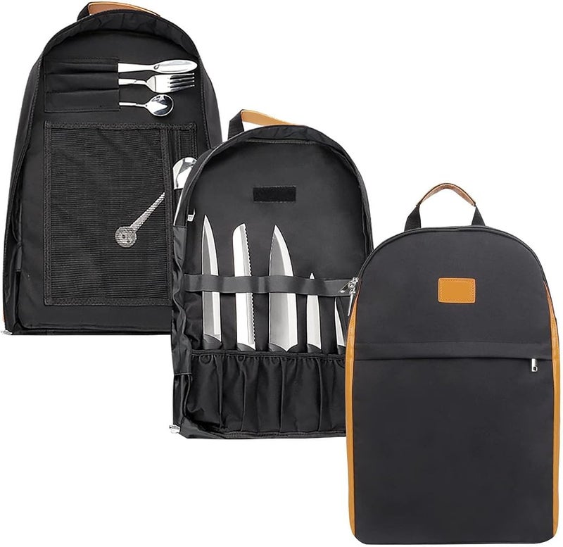 Azonee Chef Knife Backpack, Azonee Knife Bag with 21+ Pockets for Knives & Kitchen Utensils, Includes Large Pockets for Tablet & Notebooks, Sling Style - Image 1