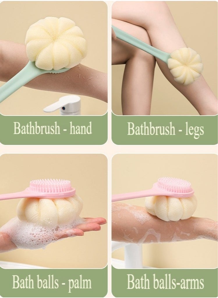 BEUTPATER - Body Shower Brush, Bath Loofah, Nylon Soft Bristles, Silicone Shower Brush With Bristles Back Cleaning Washer (Pink) - Image 1