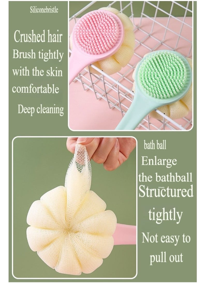 BEUTPATER - Body Shower Brush, Bath Loofah, Nylon Soft Bristles, Silicone Shower Brush With Bristles Back Cleaning Washer (Pink) - Image 1