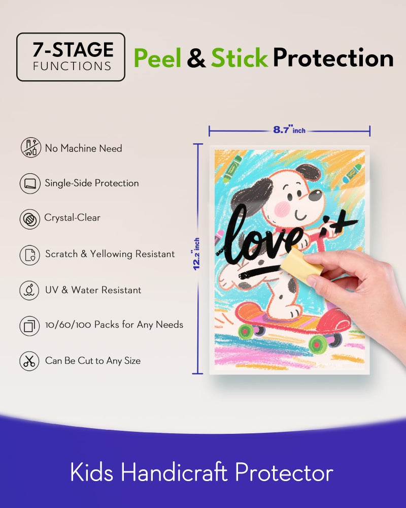 Uinkit 4Mil Thicker Single-Sided Self-Adhesive Laminating Sheets  60Pack (More Value) Letter Size 8.5X11""- Peel & Stick For Teachers  Office & Home Crafting - No Heat Machine Needed - Image 2