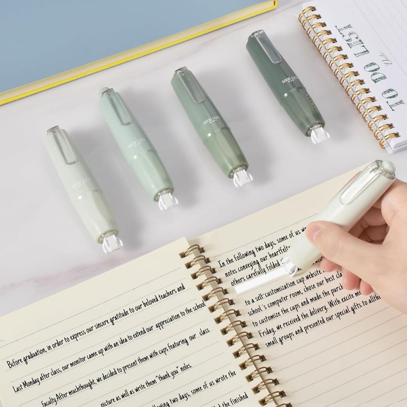 53 Arts 53ARTS 5Pcs Gradient Retractable Correction Tapes Pen for Instant Correction Colorful White Out with 360 Rotatable Head Cute Whiteout Applicator for School Office SuppliesGreen - Image 4