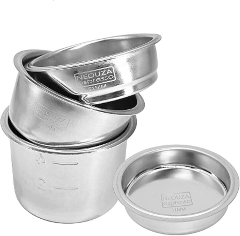 NEOUZA 51mm Stainless Steel 304 Filter Sieve 1/2/4 Cups Counter-Flush Blind Basket for Bottomless Portafilter - Compatible with Delonghi, Breville Espresso Machines - Image 1