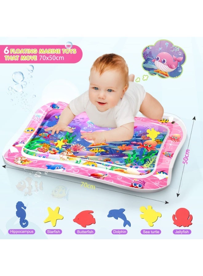 Halamodo Tummy Time Mat Premium Baby Water Play Mat for Infants and Toddlers, Splash Water Play Mat, Summer Cooling Ice Cushion Seat Pad, Baby Toys for 3 to 24 Months, Strengthen Your Baby's Muscles, Pink, 70x50cm - Image 4