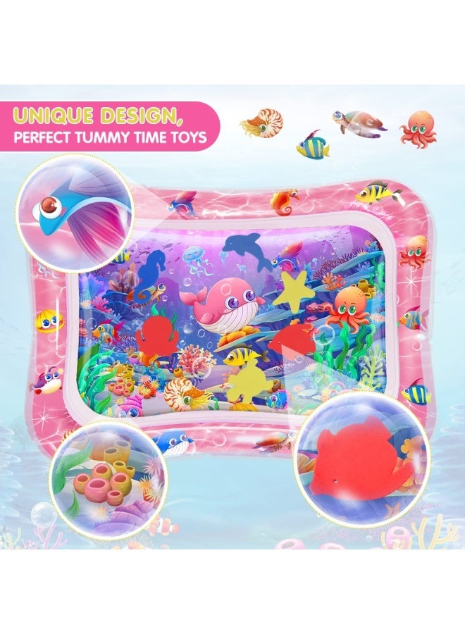 Halamodo Tummy Time Mat Premium Baby Water Play Mat for Infants and Toddlers, Splash Water Play Mat, Summer Cooling Ice Cushion Seat Pad, Baby Toys for 3 to 24 Months, Strengthen Your Baby's Muscles, Pink, 70x50cm - Image 2