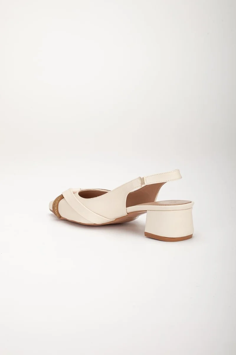 Dilimler Ayakkabı Slices Shoes Large Size Zara Satin Stone Beige Women's Short Heeled Evening Dress Shoes