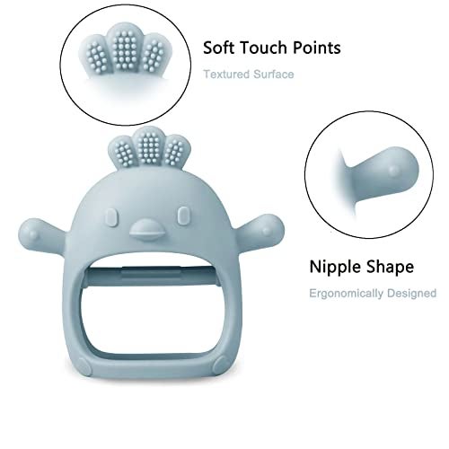 PandaEar 2 Pack Silicone Teething Toys | Baby Teether Mitten & Hand Pacifier for Soothing Teething Pain Relief (White/Blue) - Image 4
