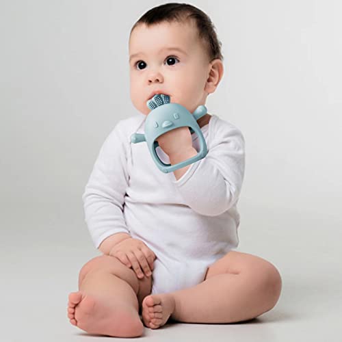 PandaEar 2 Pack Silicone Teething Toys | Baby Teether Mitten & Hand Pacifier for Soothing Teething Pain Relief (White/Blue) - Image 2