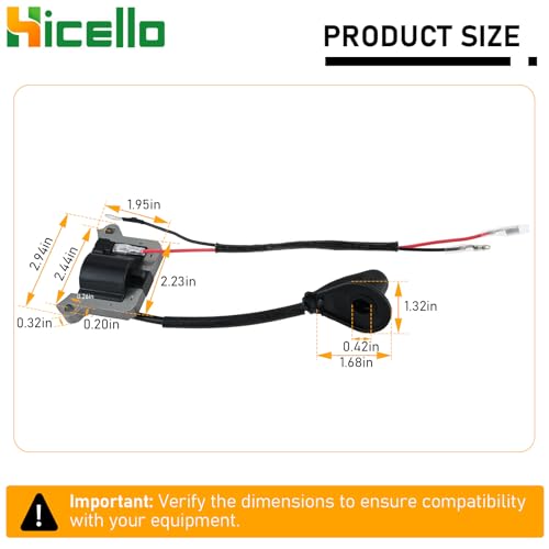 Hicello 62mm Brush Cutter Ignition Coil, 43CC 49CC 52CC Strimmer Ignition Coil Module for 2-stroke Engine Grass Trimmer Multi Tool Tiller Cultivator Garden Machines - Image 5