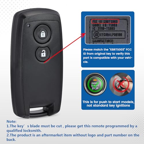 Keyecu Replacement Smart Remote Car Key Fob for Suzuki Swift 2005-2011 Grand Vitara SX4 2007-2013 KBRTS003 315MHz ID46 Chip 2Buttons - Image 5