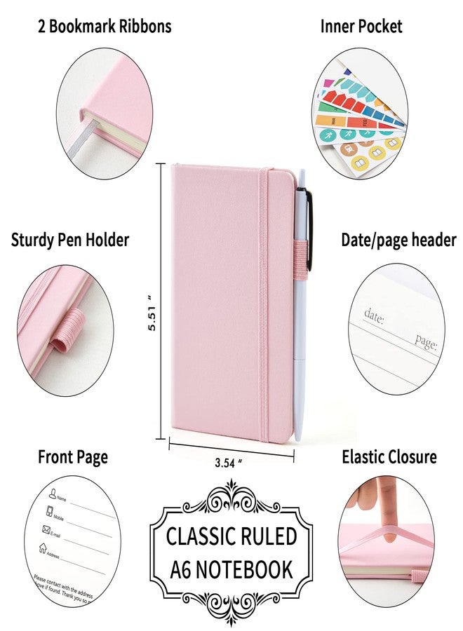 feela 15 Pack Pocket Small Notebooks Bulk, Mini Cute Notepads Hardcover College Ruled Lined Journals with Pen Holder for School Business, with 15 Black Pens, 3.5”x 5.5”, A6, Black Navy Dark Green - Image 2