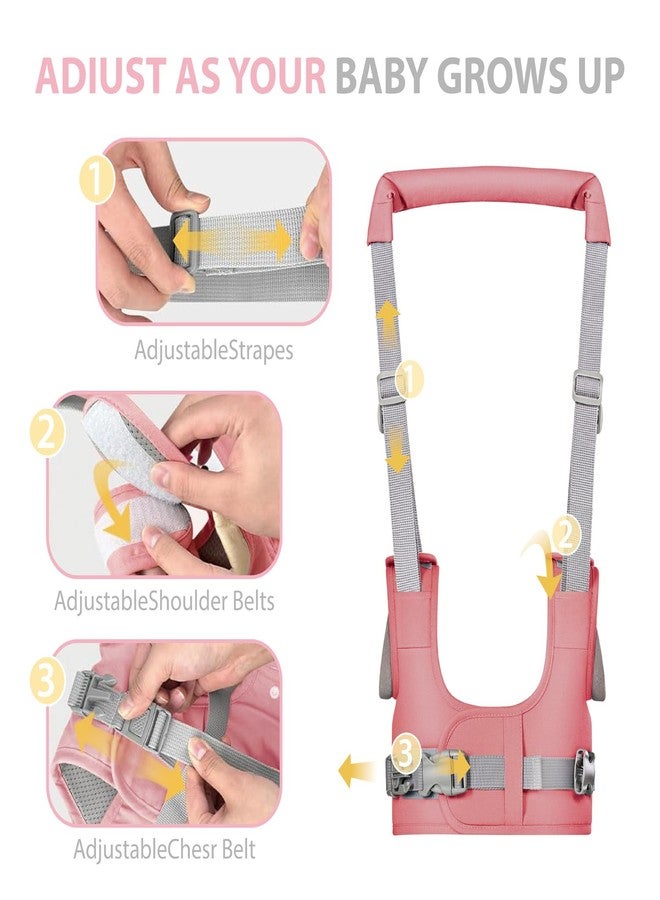 Bethbear Baby Walking Harness-Handheld Assistant Belt- Toddler Infant Walking Aid for Trainer & Support 7-24 Month Old (all-season-Pink-1817) - Image 4