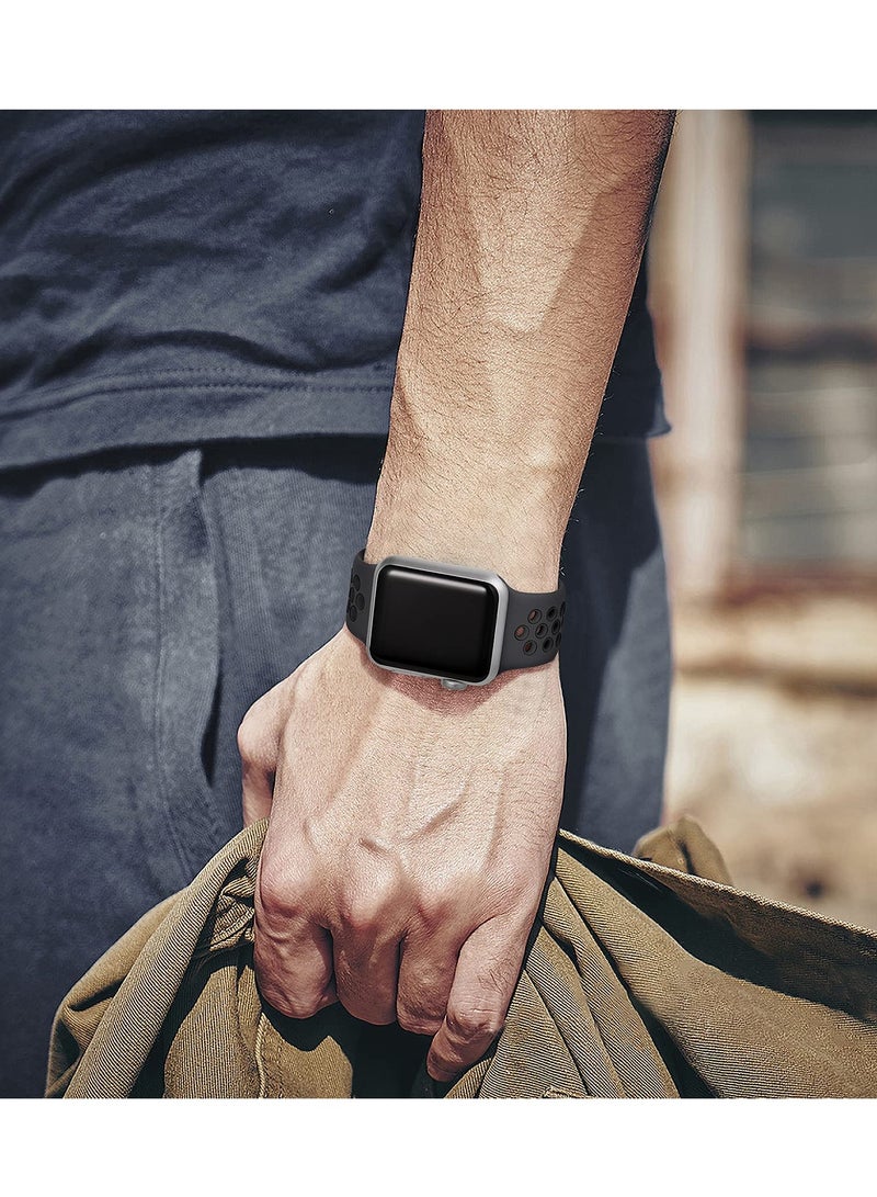 Compatible for Apple Watch Band 42mm 44mm 45mm 46mm 49mm for Women Men, Air Holes Design Soft Silicone Sport Strap Compatible with iWatch Ultra 3/2/1 Series 11/10/9/8/7/6/5/4/3/2/1 SE 3/2/1 Anthracite/Black - Image 5