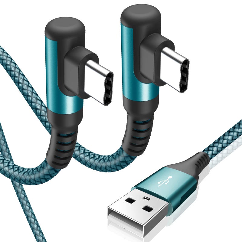 sweguard USB Type C Charger Cable Right Angle [2-Pack,6.6FT] 3.1A Nylon Braided Cord for iPhone 17 16 15 Pro Max Plus iPhone Air Samsung Galaxy S25 S24 S23 S22 S21 S20 Note 20 A15 Flip Pixel LG Moto - Image 1