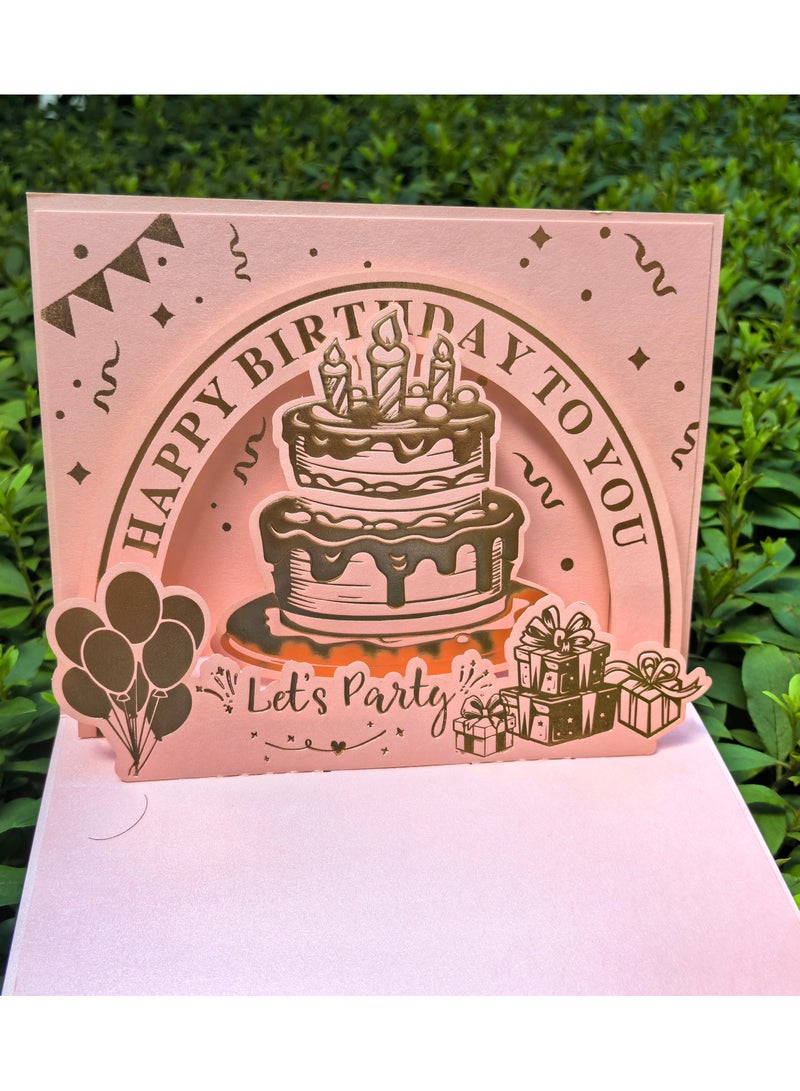 3D stereoscopic birthday card, with pearl paper envelope. Suitable for women, men, mothers, fathers, children, wives, husbands, boys, girls, daughters, sons. Used to express love. - Image 2