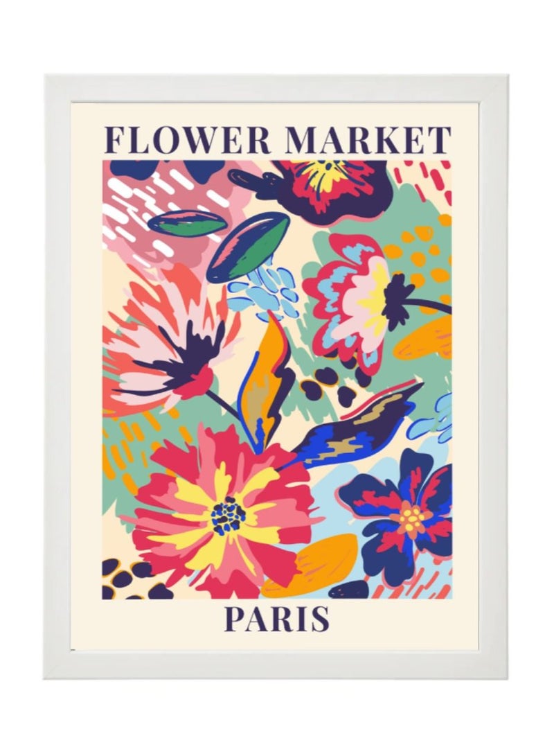 Boomah Accessories Flower Market Paris Colorful Botanical Art Poster with Frame 30x40cm 