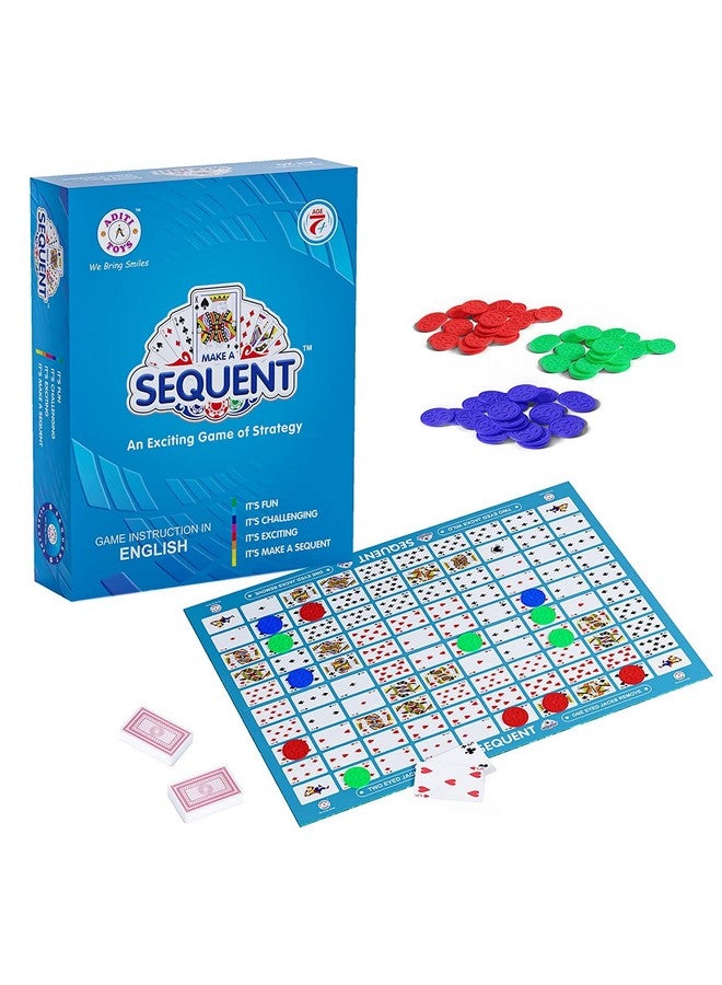 Fratelli Make A Sequent Board Game Challenging Logic and Strategy Card Games Foldable Hard Board, Plastic Chips and Playing Card for Kids & Adults(Pack of 1, Multicolor) - Image 1