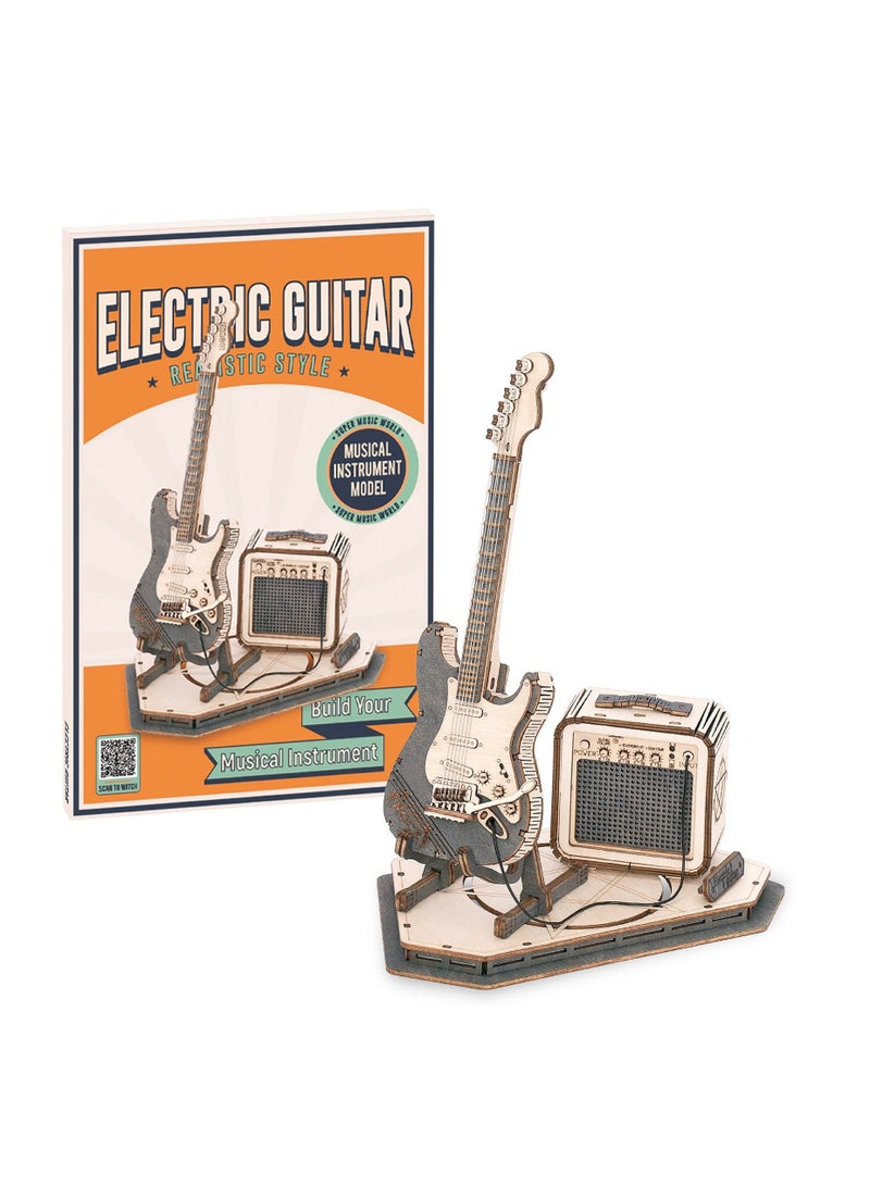 3D Puzzle for Kids, STEM Electric Guitar Desk Toy Project Brain Teaser Wooden Craft Kits DIY Model Kit Build Puzzles Creative Gift Teens  Adults - Image 5