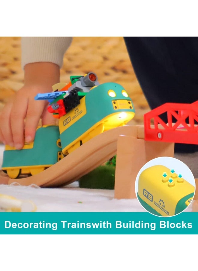 Robobloq Robobloq Wooden Train Set, 25 PCS Wooden Tracks, 22 Functions Lights/Music, 3 Game Modes, Preschool Educational Toys Gifts for Kids Age 3-7, Fit Thomas The Train, Brio, Melissa & Doug  - Image 5