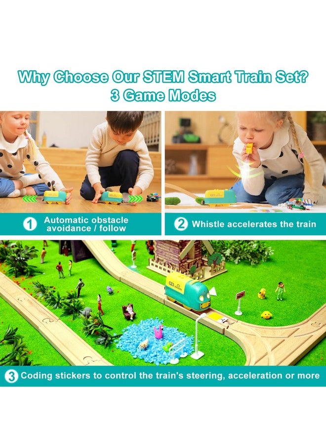 Robobloq Robobloq Wooden Train Set, 25 PCS Wooden Tracks, 22 Functions Lights/Music, 3 Game Modes, Preschool Educational Toys Gifts for Kids Age 3-7, Fit Thomas The Train, Brio, Melissa & Doug  - Image 2