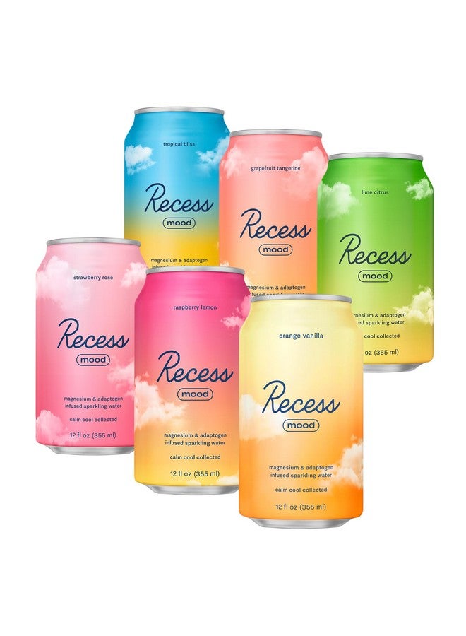 RECESS مشروب مكمل المغنيسيوم ريسس مود، مشروب مهدئ، 12 أونصة، عبوة من 12 (عبوة متنوعة، 12 عبوة) *أفضل الأغاني* - Image 1
