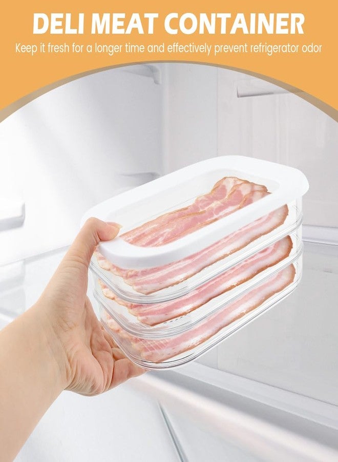 Restynic 3-Tier Stackable Airtight Deli Meat Container Set, Space-Saving Lunch Meat Storage with Lid for Fridge, 18.6oz Each Layer, Cold Cuts & Bacon Keeper - Image 3