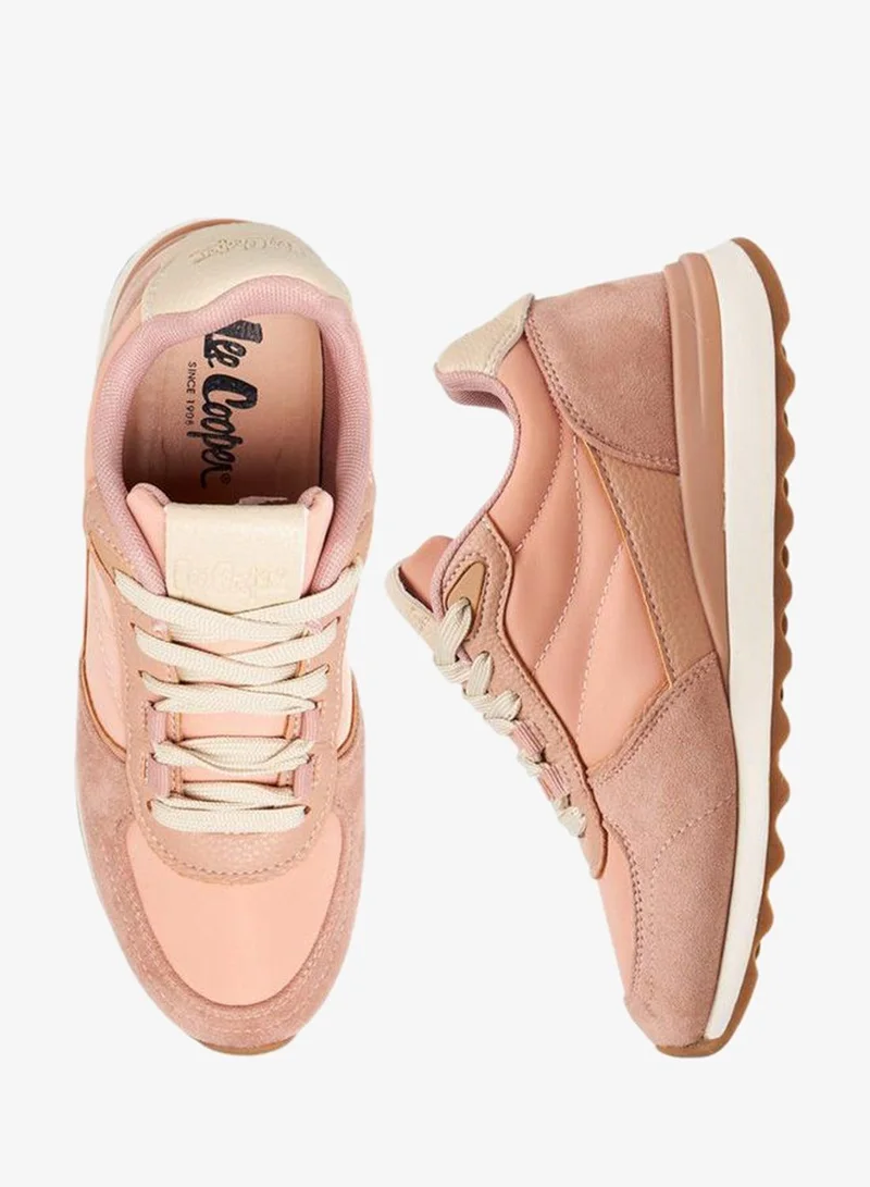 Lee Cooper BEIGE Women's Panelled Lace-Up Sneakers for Women | Best Price UAE