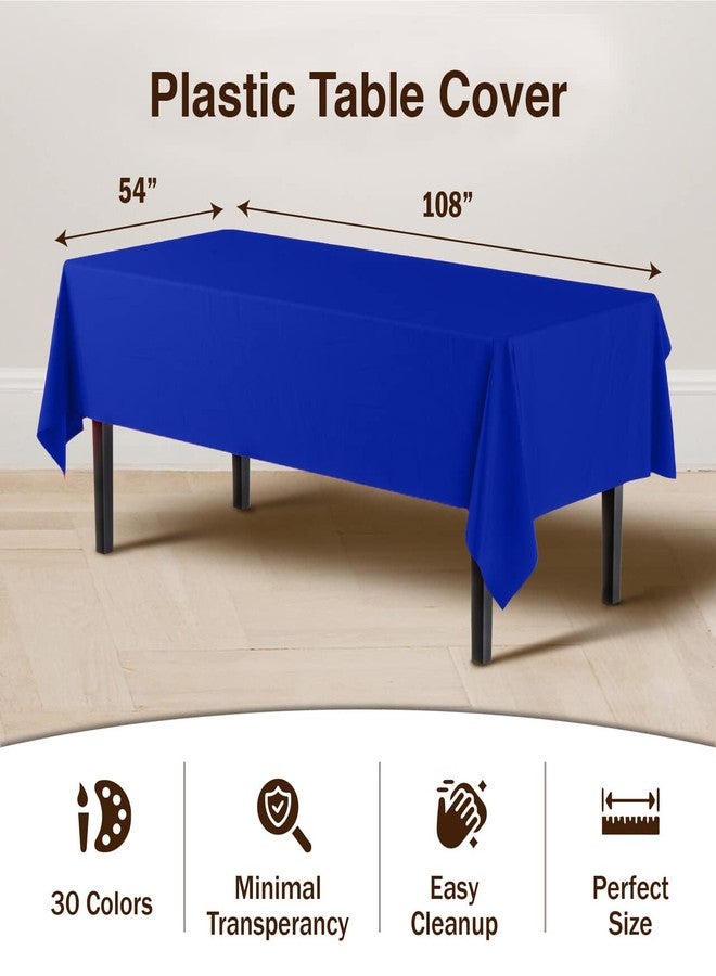 Party Solids Exquisite Party Solids 6-Pack Premium Plastic Tablecloth 54in. x 108in. Rectangle Plastic Table Cover - Blue - Image 3