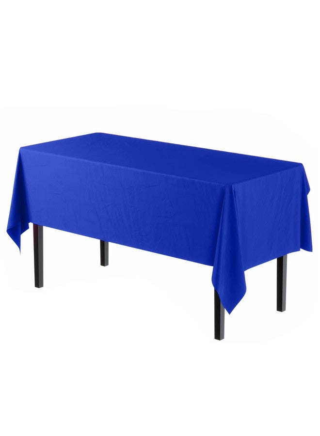 Party Solids Exquisite Party Solids 6-Pack Premium Plastic Tablecloth 54in. x 108in. Rectangle Plastic Table Cover - Blue - Image 2