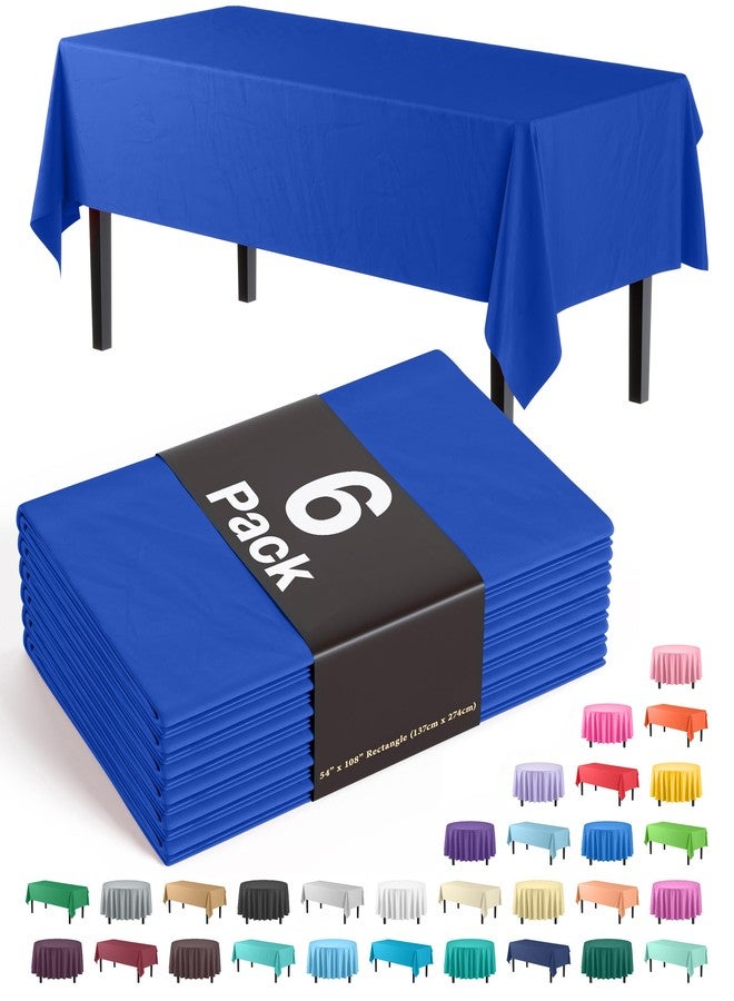 Party Solids Exquisite Party Solids 6-Pack Premium Plastic Tablecloth 54in. x 108in. Rectangle Plastic Table Cover - Blue - Image 1