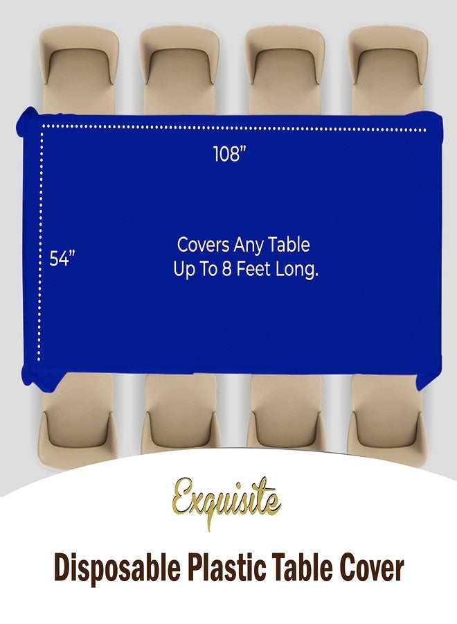 Party Solids Exquisite Party Solids 6-Pack Premium Plastic Tablecloth 54in. x 108in. Rectangle Plastic Table Cover - Blue - Image 4