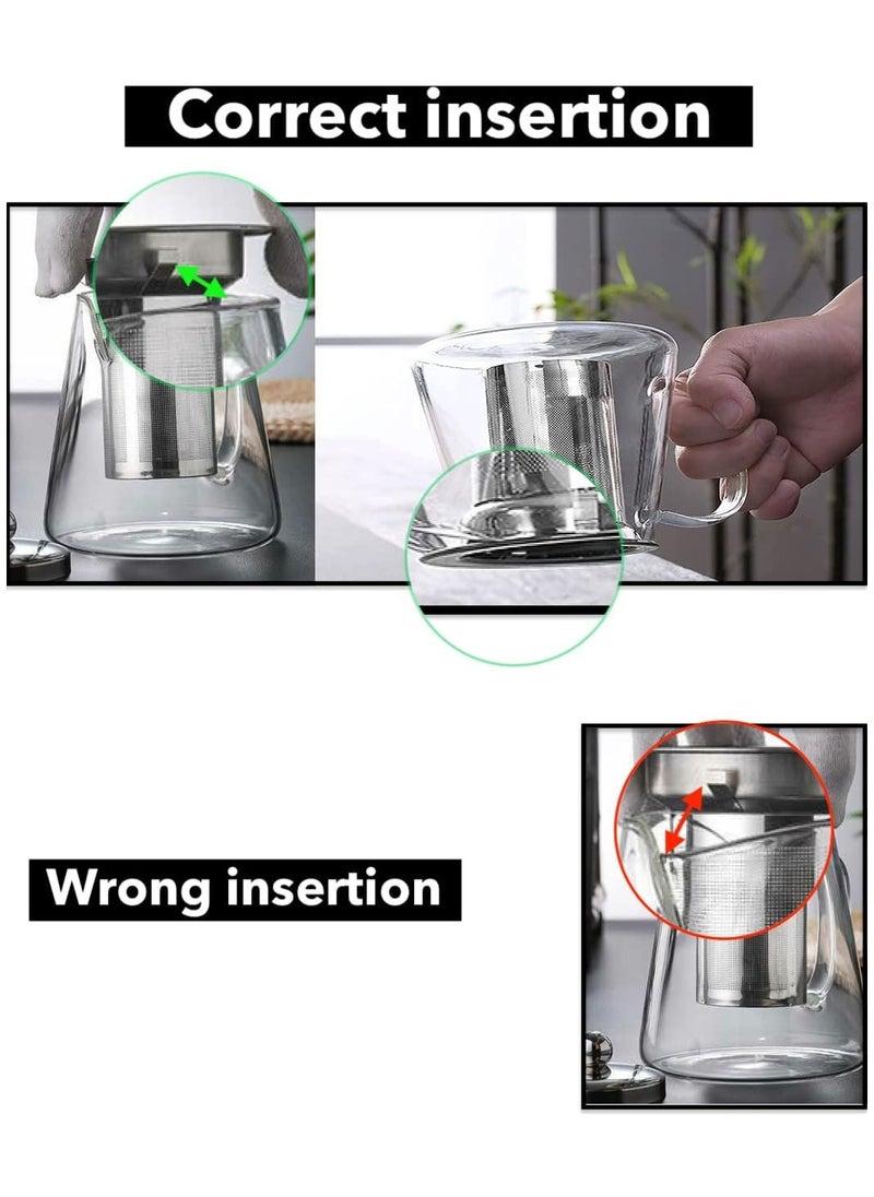 PESCADOR - PESCADOR Heat Resistant Glass Teapot, Transparent, Large Capacity Stainless Steel Tea Infuser, Tea Strainer - 1000 ml - Image 1