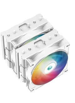 DEEPCOOL AG620 ARGB Dual-Tower 120mm CPU Cooler, 260W Cooling Power, 300-1850 RPM High Efficiency Fans, 67.88 CFM Airflow, Intel LGA2066/2011-v3/2011/AM5/AM4 , White | R-AG620-WHANMN-G-2  - Image 4