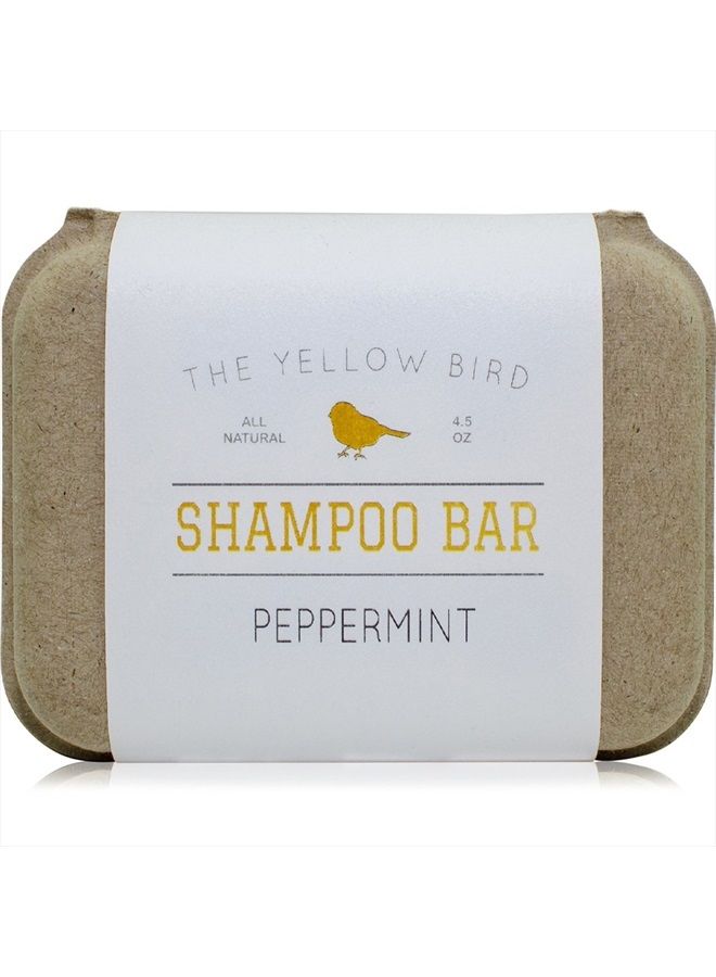 The Yellow Bird Peppermint Shampoo Bar Soap. Sulfate Free. Natural and Organic Ingredients. Anti Dandruff, Itchy Scalp, Psoriasis. Includes Conditioning Argan and Jojoba Oils. - Image 1