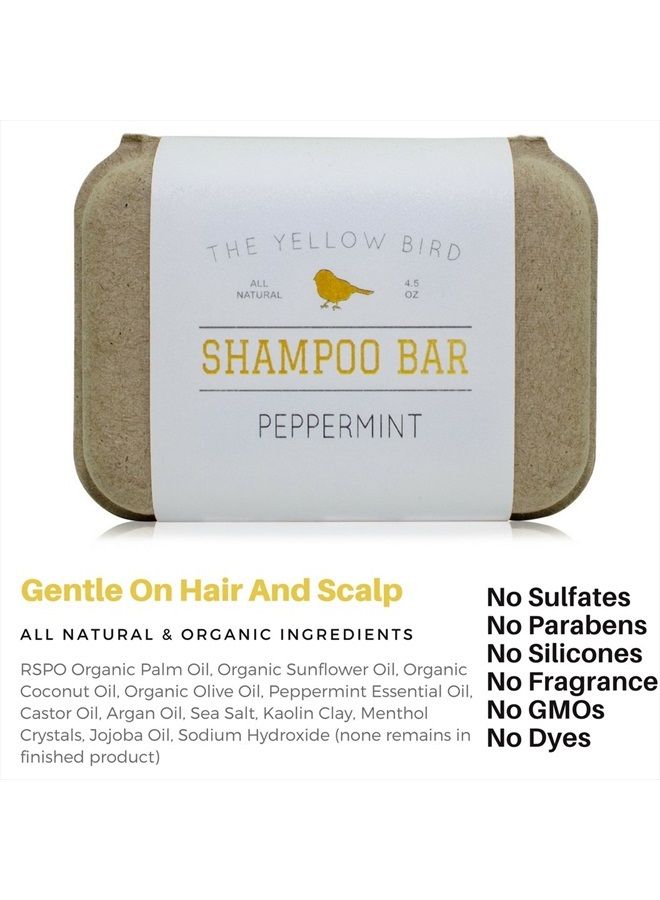 The Yellow Bird Peppermint Shampoo Bar Soap. Sulfate Free. Natural and Organic Ingredients. Anti Dandruff, Itchy Scalp, Psoriasis. Includes Conditioning Argan and Jojoba Oils. - Image 4