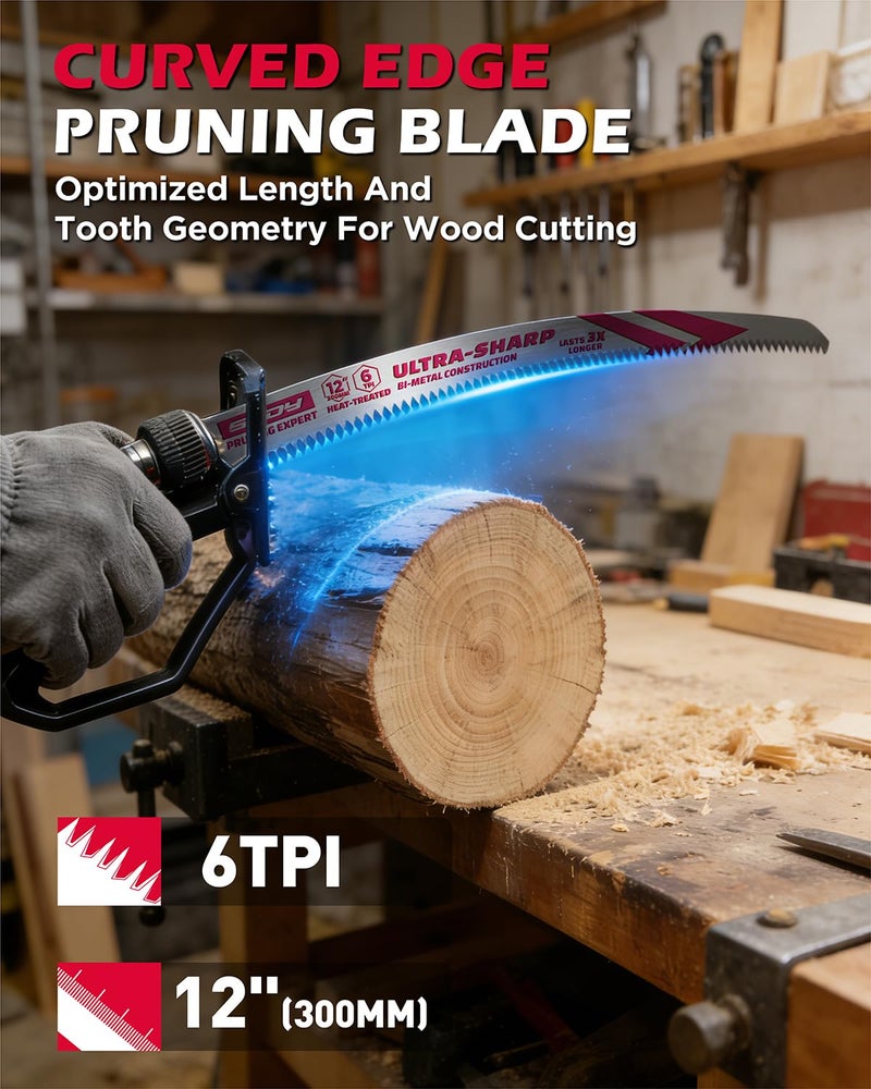 SEDY 12 Inch Japanese Teeth Reciprocating Saw Blades, 6TPI Arc Edge Wood Pruning Saw Blades Set with Storage Box for Tree Trimming, Wood Cutting, 5 Pack - Image 1