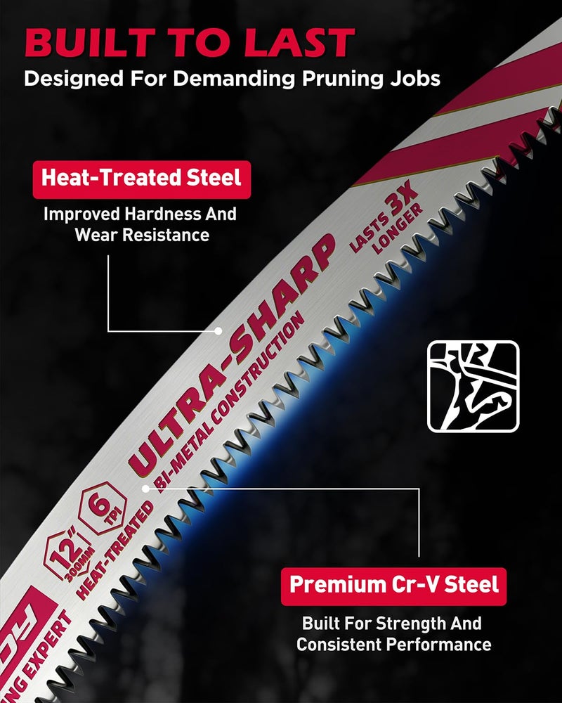 SEDY 12 Inch Japanese Teeth Reciprocating Saw Blades, 6TPI Arc Edge Wood Pruning Saw Blades Set with Storage Box for Tree Trimming, Wood Cutting, 5 Pack - Image 3