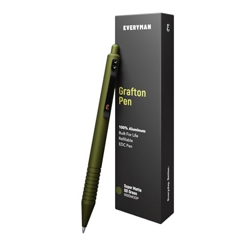 Everyman Grafton Super Matte Full Click Refillable Ballpoint Pen – OD Green | Durable EDC Writing Tool with Deep Grip | Smooth 0.7mm Ink Flow for Daily Use, Notes, Journaling, and Office Essentials - Image 1