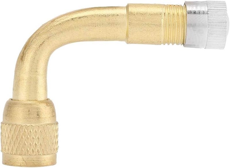 كلاراكو أنبوب تمديد صمام الإطار من كلاركو، محول جذع تمديد صمام الإطار المعدني النحاسي العالمي للسيارة والدراجة النارية والشاحنة والمقطورة RV بزاوية 45 درجة/90 درجة/135 درجة (ذهبي) - Image 3