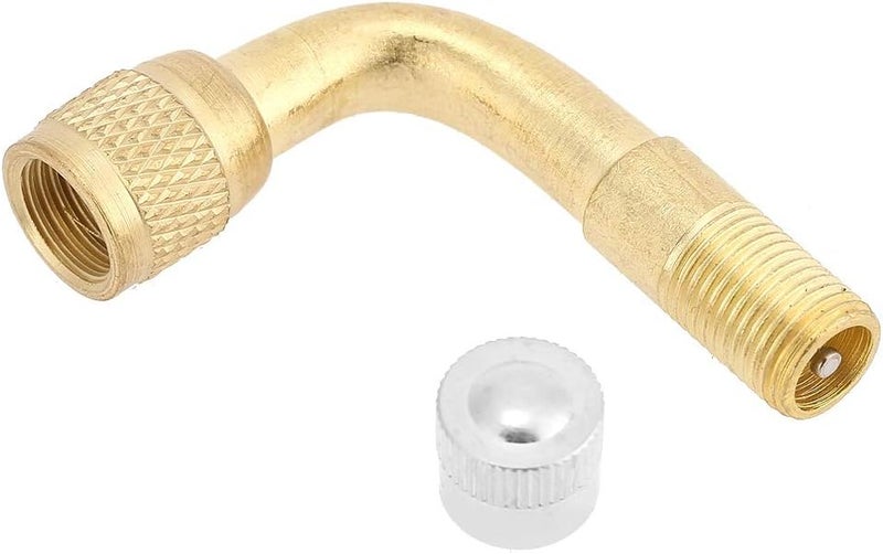 كلاراكو أنبوب تمديد صمام الإطار من كلاركو، محول جذع تمديد صمام الإطار المعدني النحاسي العالمي للسيارة والدراجة النارية والشاحنة والمقطورة RV بزاوية 45 درجة/90 درجة/135 درجة (ذهبي) - Image 4