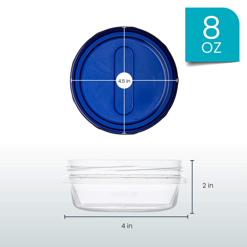 PLASTICPRO [8 oz 4 Pack] Deli Containers Clear bottom With blue Top Twist on Lids Reusable, Stackable, Food Storage Freezer Container - Image 3
