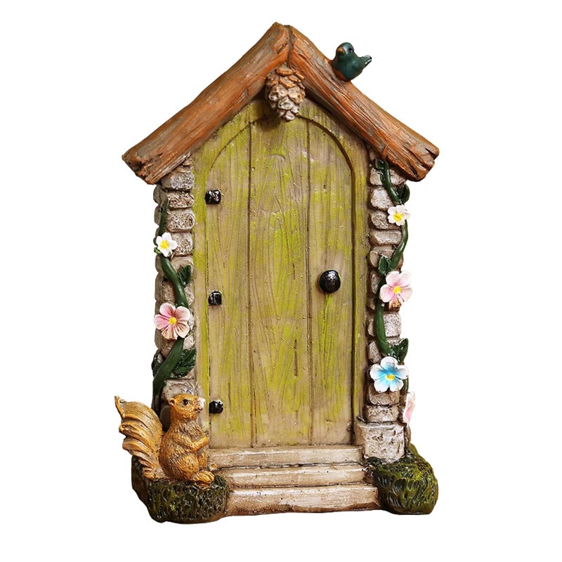 JIUMO Fairy Door for Trees Outdoor - Garden Accessories, Miniature Decor, Magic Enchanted Tree Stump Resin Wall Hanging Gifts - Image 1