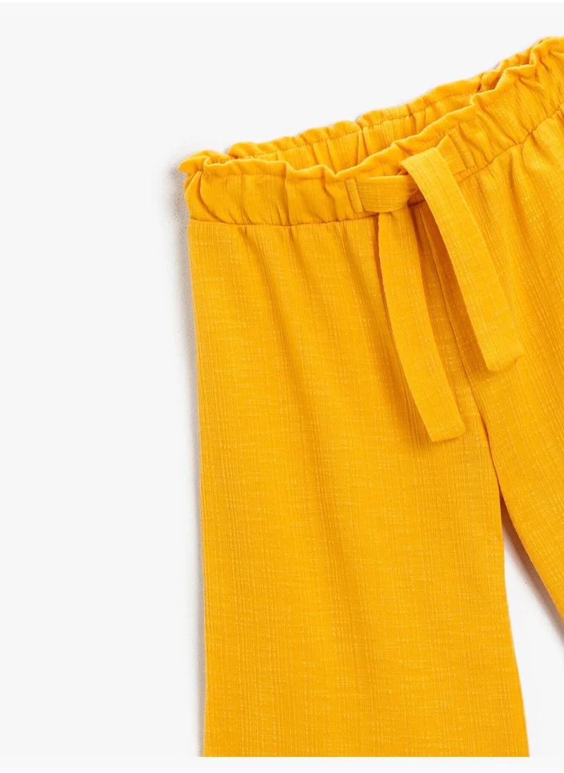 كوتون Belt Detail Wide Leg Trousers