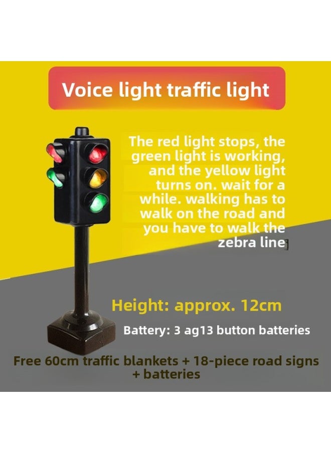 Generic - Traffic Signs Children's Equipment Toys Outdoor Kindergarten Desk Command Desk Rules Zebra Crossing Traffic Lights-Specifications:12cm Traffic Light (voice Single) Comes With Battery + Carpet + Road Sign - Image 1