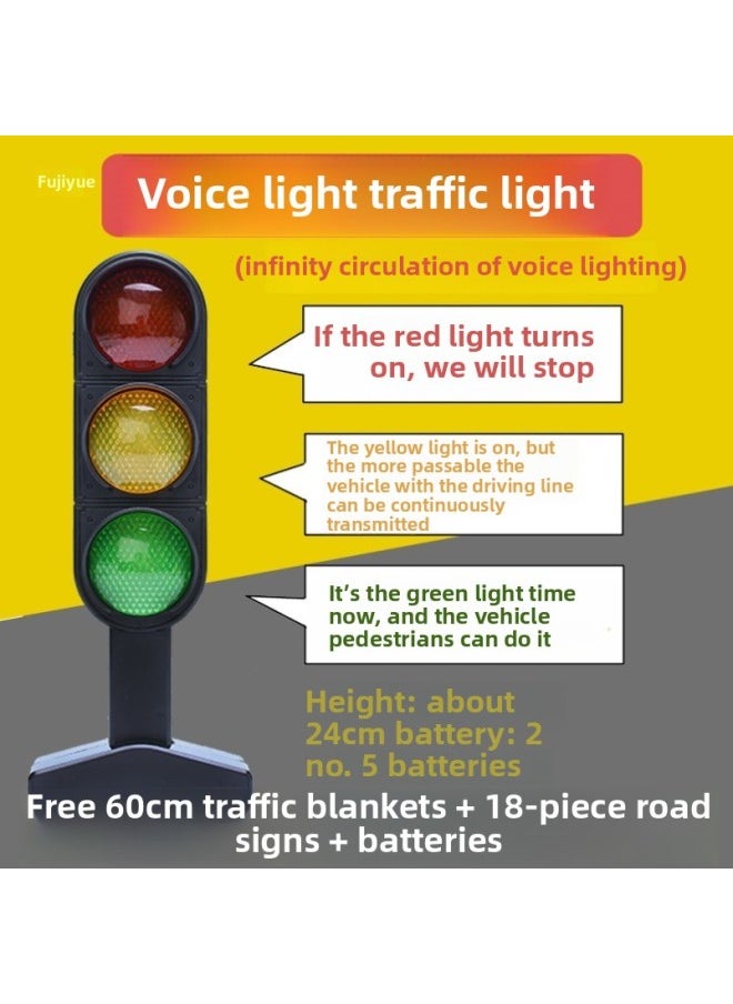 Generic - Traffic Signs Children's Equipment Toys Outdoor Kindergarten Desk Command Desk Rules Zebra Crossing Traffic Lights-Specifications:12cm Traffic Light (voice Single) Comes With Battery + Carpet + Road Sign - Image 1