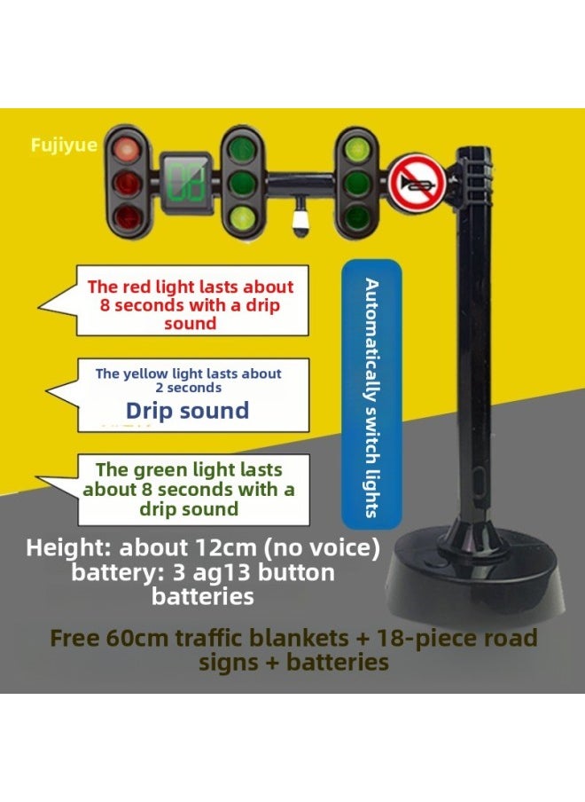 Generic - Traffic Signs Children's Equipment Toys Outdoor Kindergarten Desk Command Desk Rules Zebra Crossing Traffic Lights-Specifications:12cm Traffic Light (voice Single) Comes With Battery + Carpet + Road Sign - Image 1