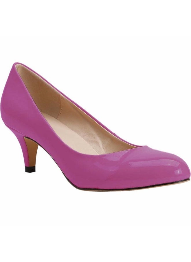 Loquat All-Season Pointed Toe Low-Cut Low-Vamp Patent Leather Mid Heel Bridesmaid Wedding Shoes Purple  - Image 1